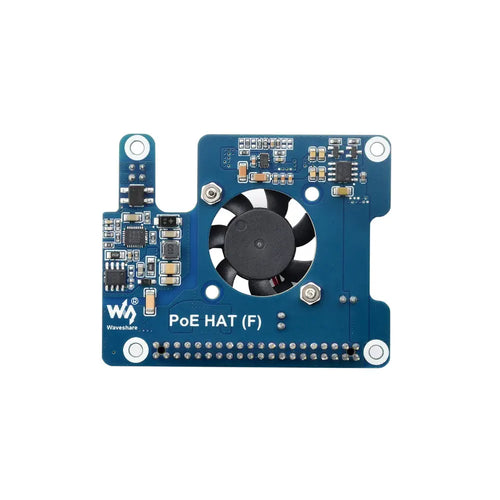 Waveshare PoE HAT (F) for Raspberry Pi 5, High Power, Onboard Cooling Fan, w/ Heatsink, Supports 802.3af/at Network Standard
