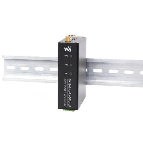 Waveshare Rail-mount SX1262 LoRa Data Transfer Unit, RS232/RS485/RS422 to LoRa (EU Power Supply + Serial Cable)