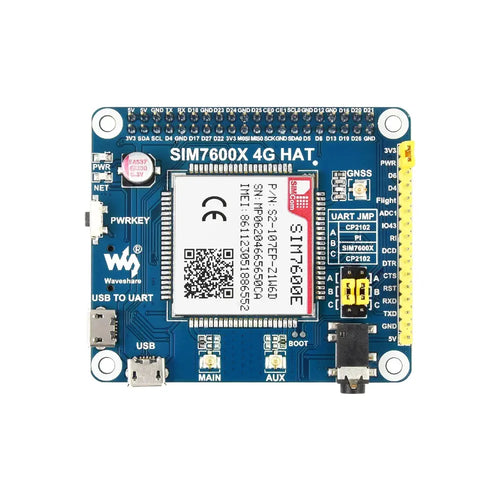 Waveshare SIM7600E LTE Cat-1 HAT for Raspberry Pi, 3G/2G/GNSS (Southeast Asia, West Asia, Europe, Africa)