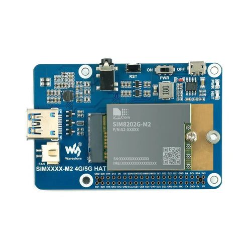 Waveshare SIM8202G-M2 5G HAT for Raspberry Pi, 5G/4G/3G Support, Snapdragon X55, Multi Mode Multi Band (EU)