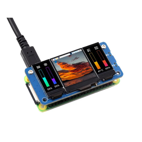 Waveshare Triple LCD HAT for Raspberry Pi, Onboard 1.3" IPS LCD Main Screen & Dual 0.96" IPS LCD
