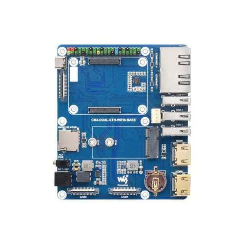 Waveshare WIFI6 Dual ETH Mini-Computer for Raspberry Pi CM4 (not Included), Onboard M.2 E (Board, Case, UK Power)