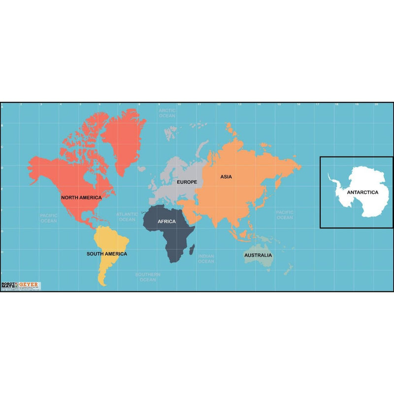 Environmental Mat: World Continents w/ Grid (FLL Size)