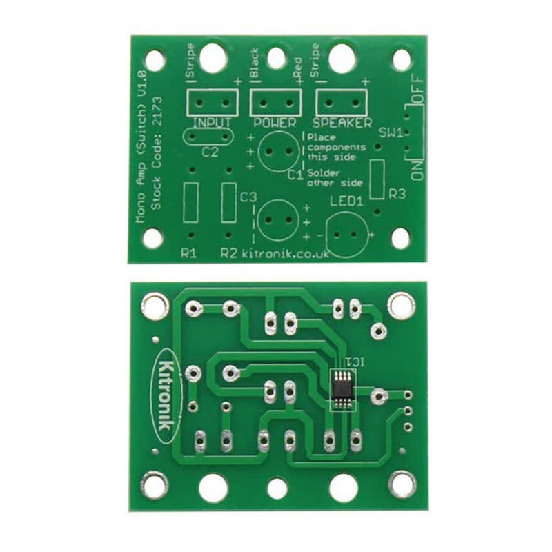 Kitronik Mono Amplifier Kit w/ Power Switch & Status LED