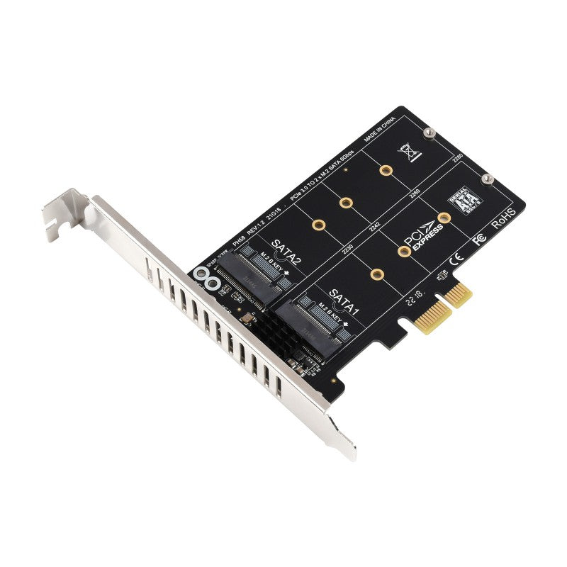 Waveshare PCIe X1 to 2-ch M.2 SATA 6Gbps Expander, JMB582 Control Chip