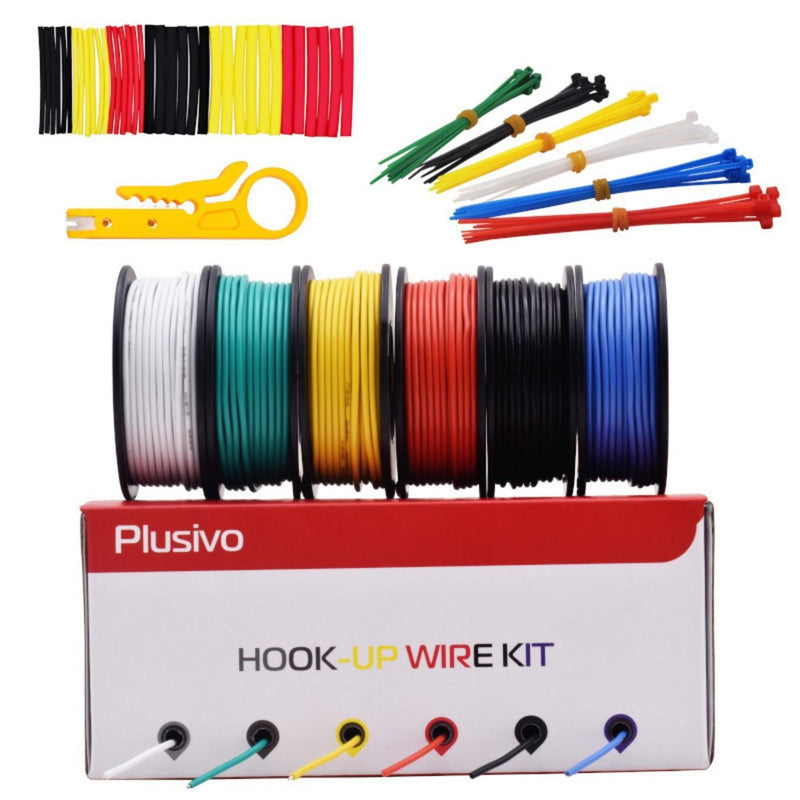Plusivo 24AWG Hook Up Wire Kit - 6 Colors (11m each)