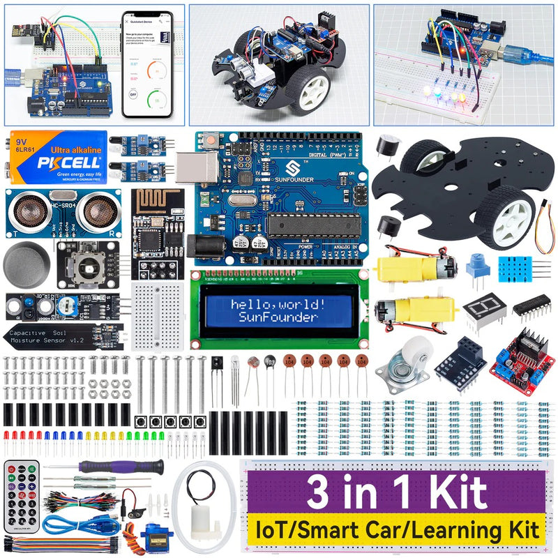 SunFounder 3-in-1 Starter Kit for Arduino Uno (Intermediate Level)